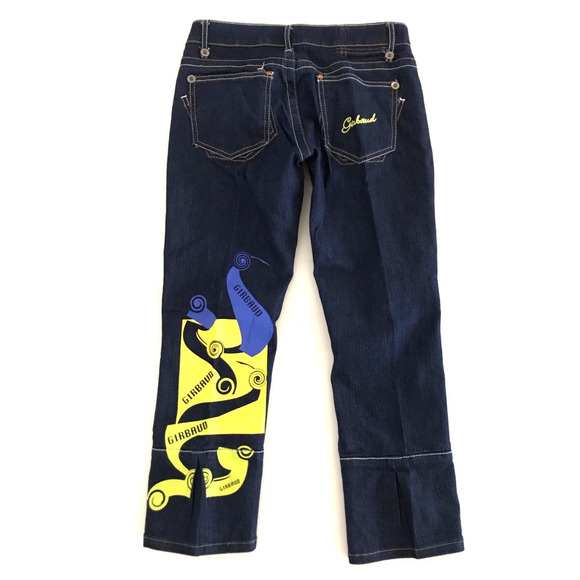 Marithe Francois Girbaud | Graphic Print Crop Womens Size 28 Blue Denim - Picture 1 of 13